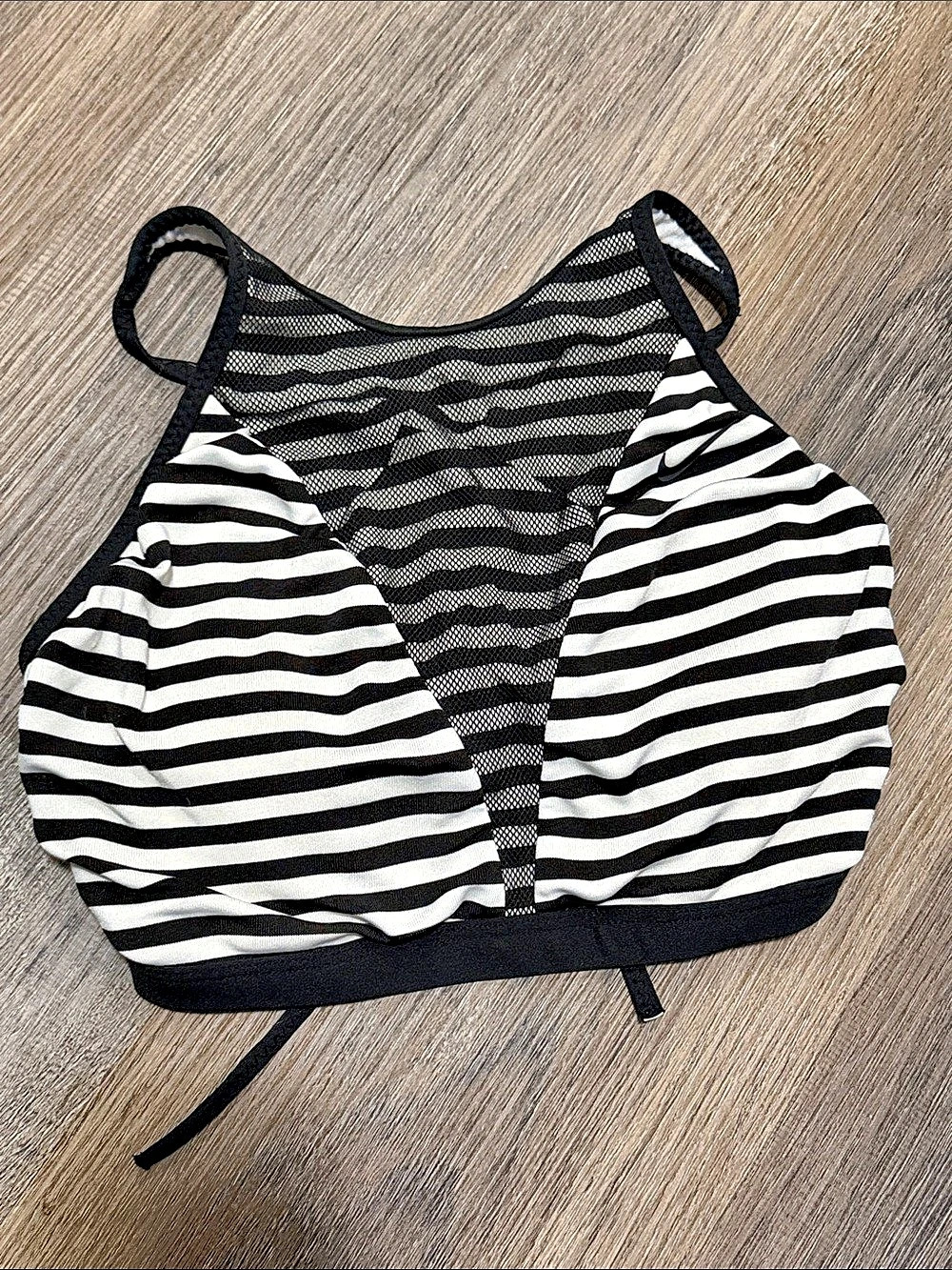Nike Women's High Neck Mesh Bikini Top Black & White